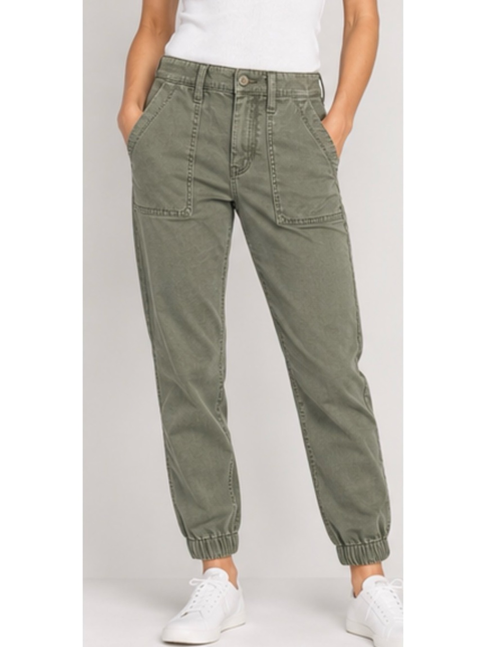 PAIGE Olive Green Utility Jogger Jeans - Cropped Ankle